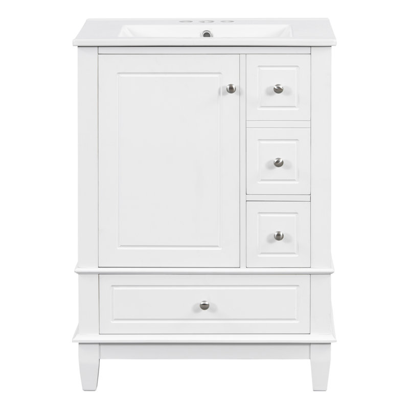 Meuble-lavabo 24 po avec comptoir en céramique, Blanc