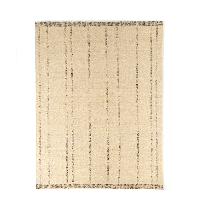 Tapis beige / brun en laine et polyester tissé à la main Sherrea, Rectangle 8 pi x 10 pi