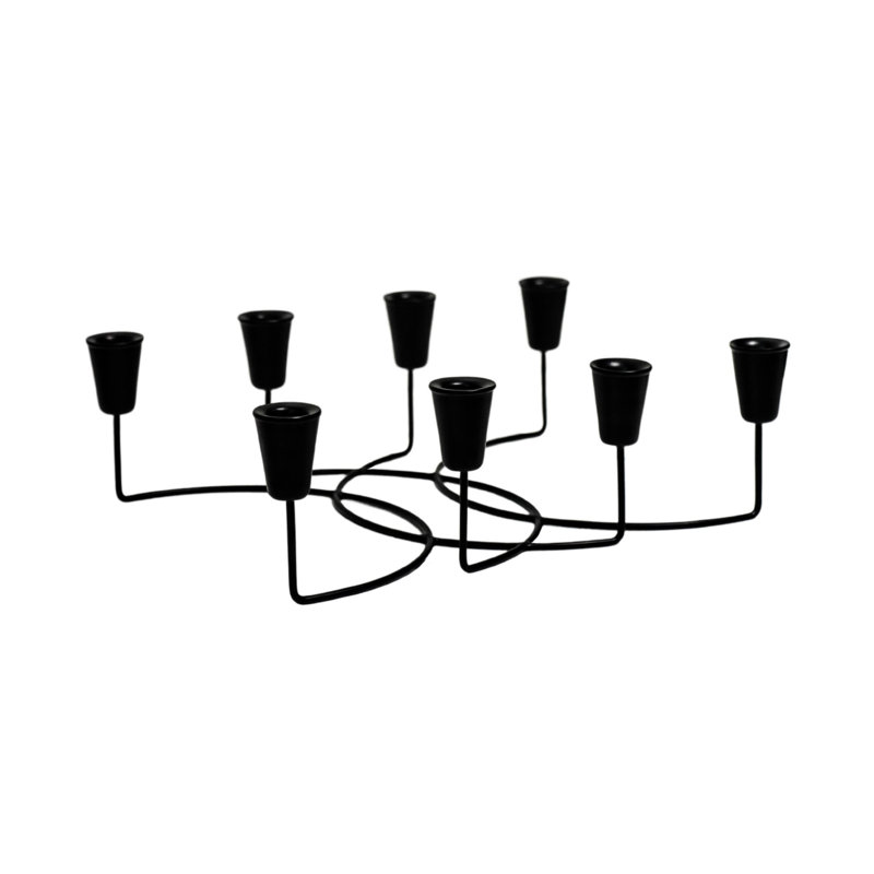 Ivyline 8 Piece Circular Candle Holder Metal Tabletop Candelabra, 34" H x 28" W x 12" D, Black