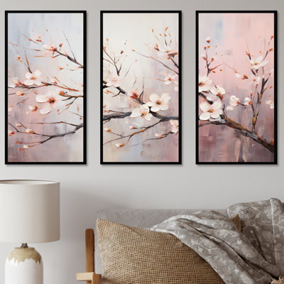 Cerisier rose et blanc 2 - Art mural cerise