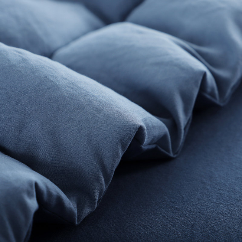 Prewashed Microfiber Reversible Comforter Set, Blue, Twin Comforter + 1 Standard Pillow Sham