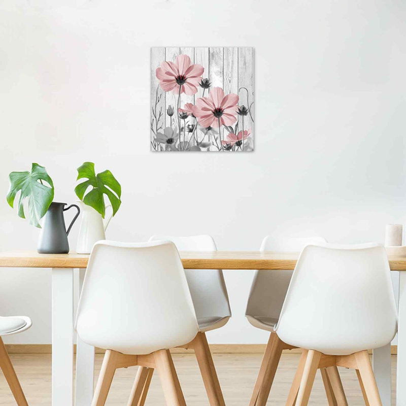Art mural sur toile rose 16 "x 16"
