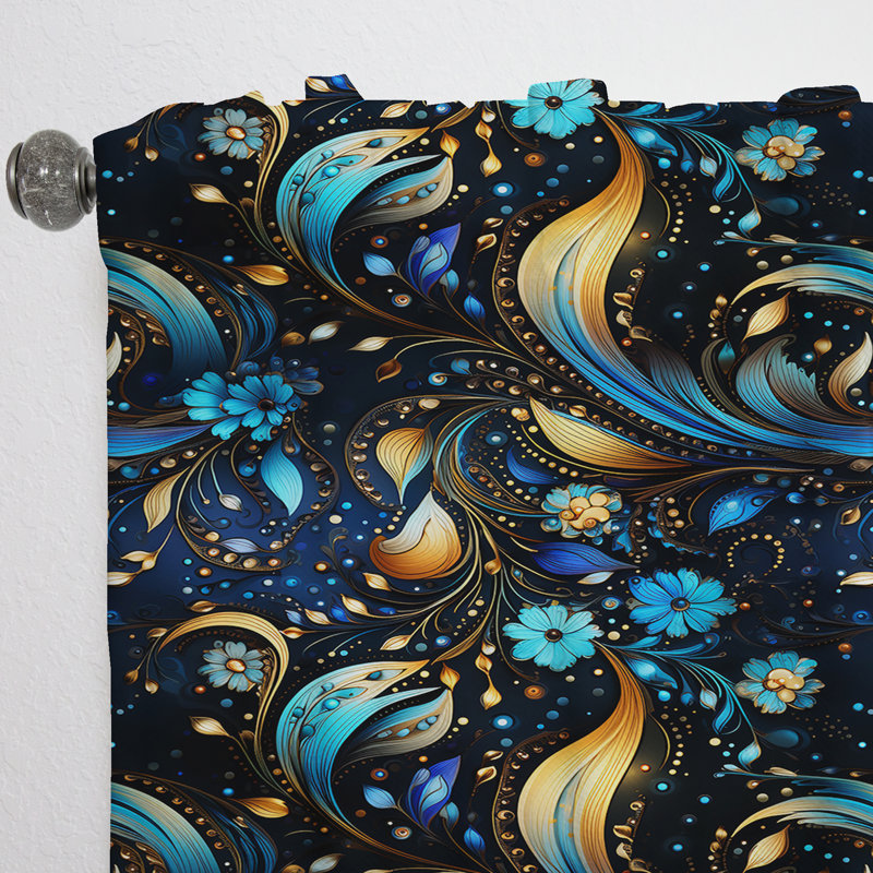 Motif cachemire marocain marocain - Rideau glamour - Velours obscurcissant - 1 panneau, L 52 po x L 84 po