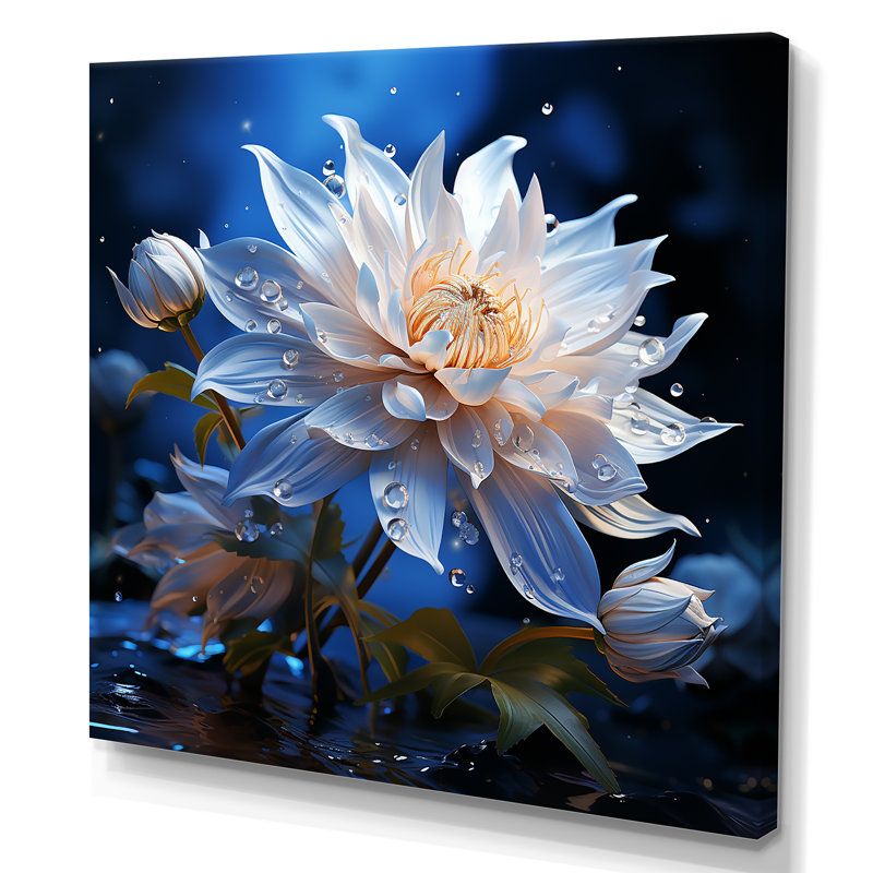 Harmonie de bleuet cristal sur toile, Toile tendue, H 24 po x l 24 po x P 1 po