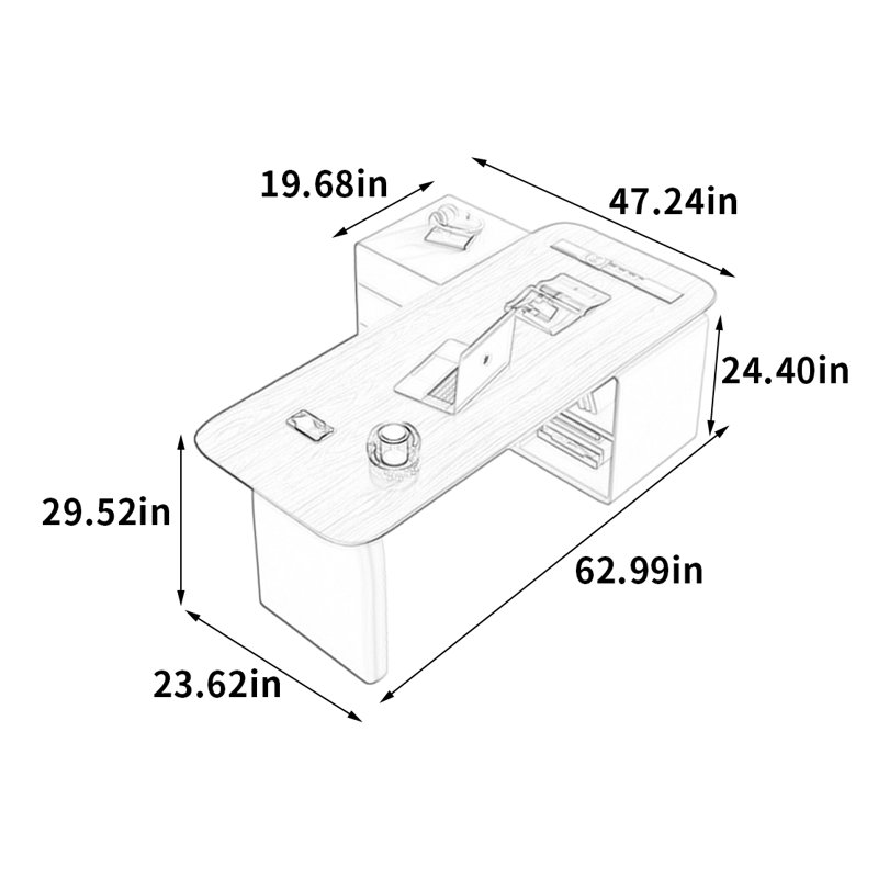 Virgus, 29.52" H x 62.99" W x 23.62" D