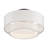 3 Light Soft Gold Large Semi-Flush With Hand Crafted Off-White Color Fabric Hardback Shades-1385747762