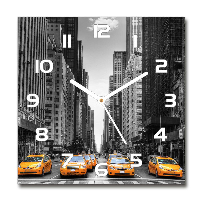Glass Wall Clock, Grey/Yellow/White