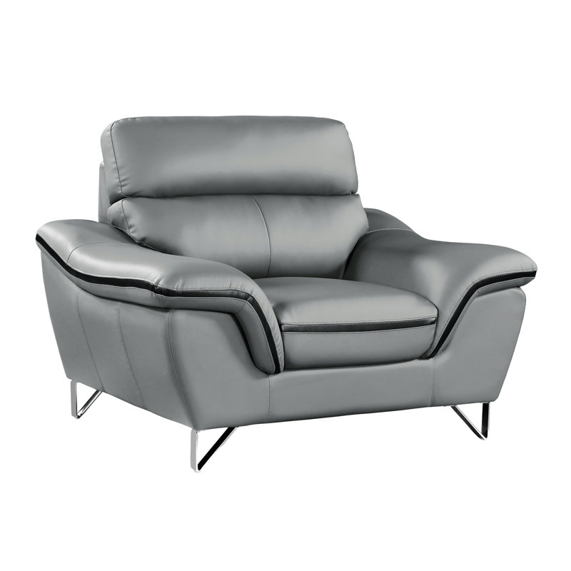 Matheny Upholstered Club Chair, Dark Brown Genuine Leather