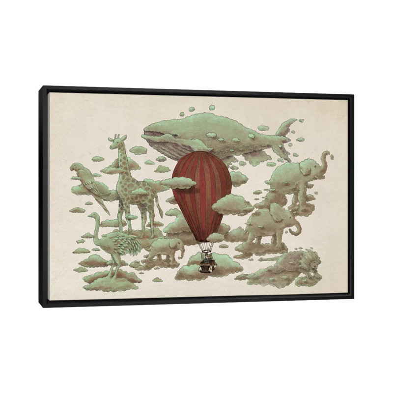 Nuage d'observation, impression sur toile tendue, H 18 po x l 26 po x P 1,5 po, Toile avec cadre noir, Pas de tapis