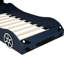 Confortable lit simple en forme de voiture de course avec coussin de dossier à DEL et relaxant, support rembourré en bois bleu - sommeil de qualité-1014609096