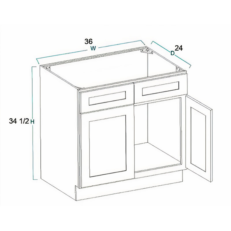 Ready-to-Assemble Kitchen Sink Base Cabinet 30"/33"/36"Wx24"D x 34.5"H, Blanc antique, 36"