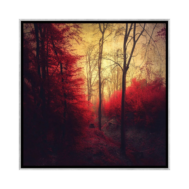Ruby Red Forest - Wall Art Print - Framed Canvas, 37" H x 37" W, Framed Print without Mat, Silver