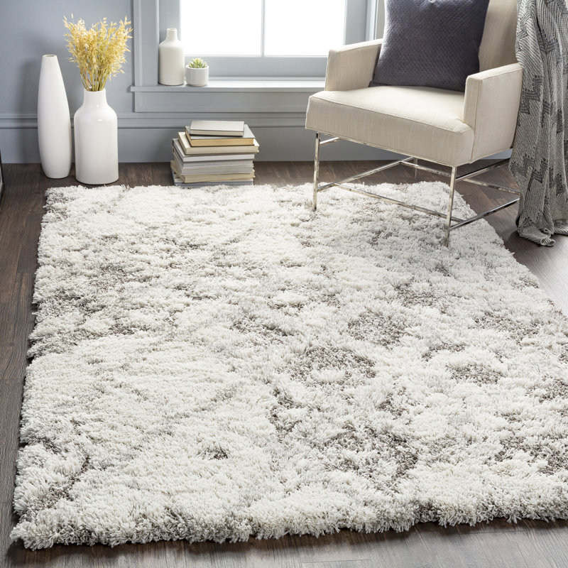 Handmade Rectangular Gray Shag Synthetic Area Rug