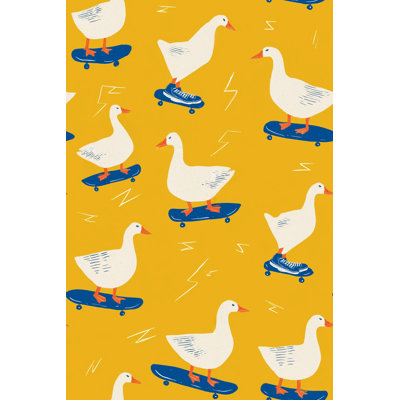 Goose papier peint planche à roulettes amovible moutarde fond jaune mur double rouleau