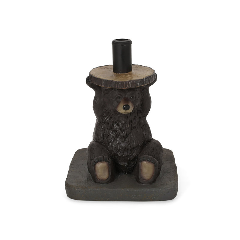 Dark Brown Concrete and Resin Bear Umbrella Base