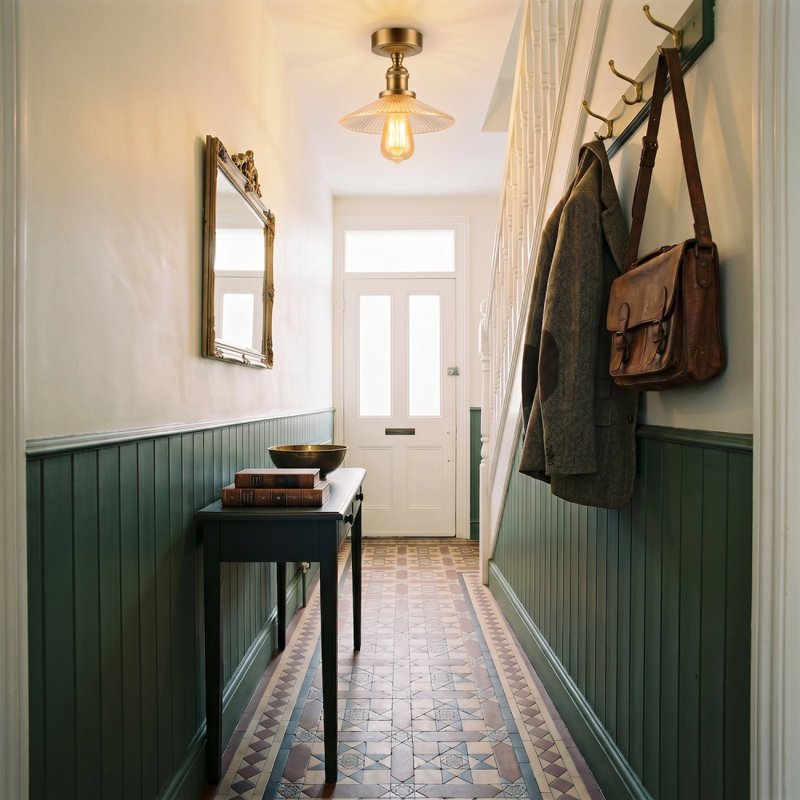Semi Flush Mount, Antique Brass