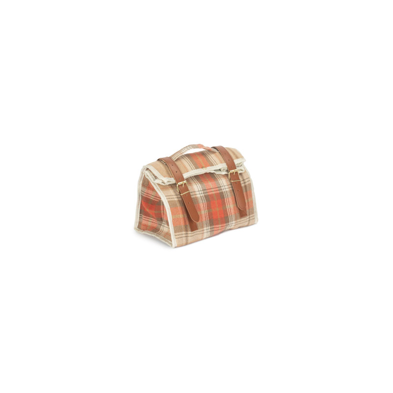 Autumn Tartan Effect Picnic Cooler Pouch Bag, Red/Brown