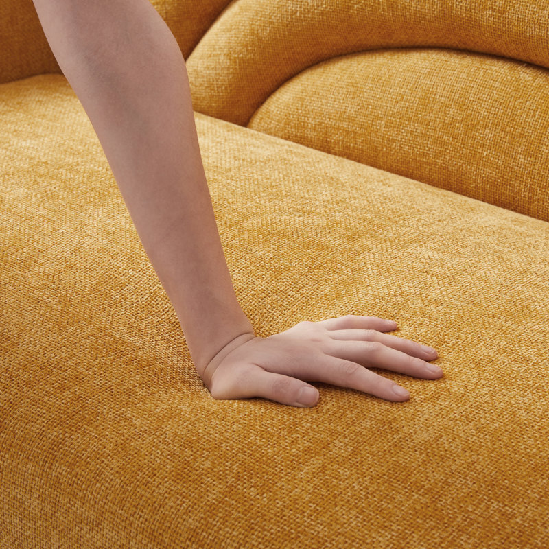 3 Seater Loveseat, Yellow Polyester, 80cm H x 126cm W x 78cm D