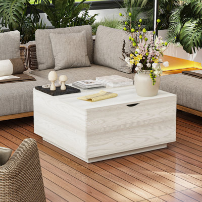 Liftable Tabletop Wood Grain Terrace Coffee Table