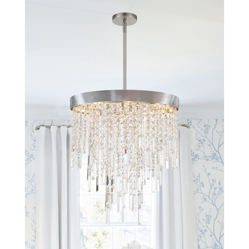 Lustre argenté antique 6 lumières Meily, H 23,5 po x l 20 po x P 20 po
