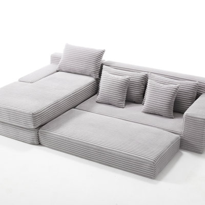 Canapé-lit modulaire en L pour salon avec structure en mousse à mémoire de forme et en acier - canapé-lit convertible sans assemblage, canapé à compression en velours côtelé, canapé modulaire pour appartements, chambres à coucher, canapé-lit mo