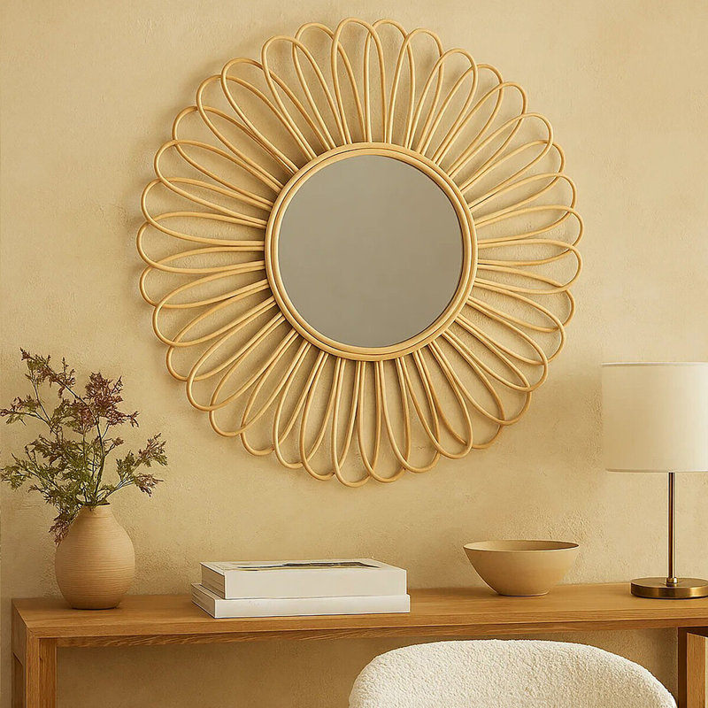 Eicher Solid Wood Flat Wall Mirror, Natural
