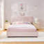 Lit tapissier en tissu pour enfants avec tête de lit surdimensionnée pour oreilles de lapin, lumières DEL et 4 tiroirs de rangement, Boucle-650530825-650530827