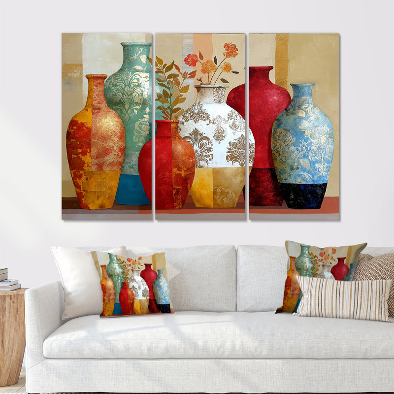 Ensemble de vases Boho Plants Moroccan, H 28 po x l 36 po, Toile tendue, Ne s’applique pas
