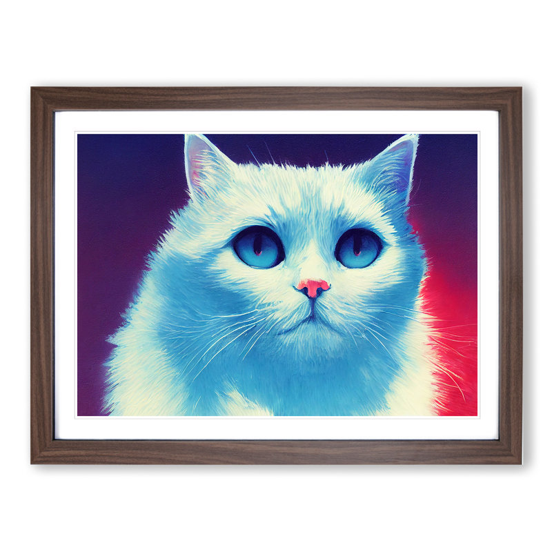 Unique Cat - Framed Print, 25cm H x 34cm W x 2cm D, Walnut Framed