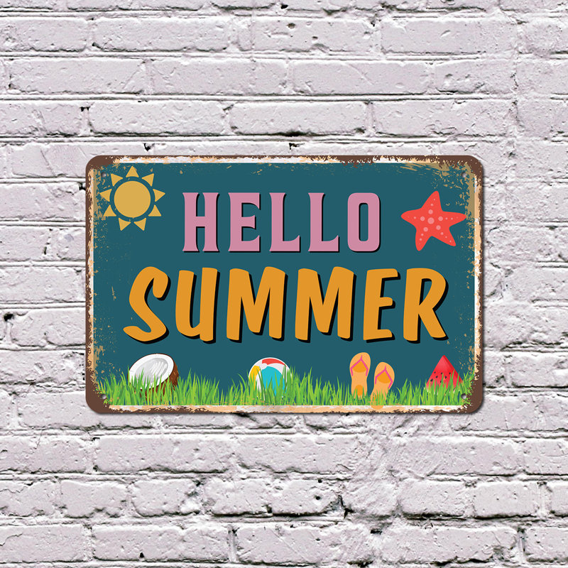Hello Summer (paquet de 2) en plastique 8 po x 12 po
