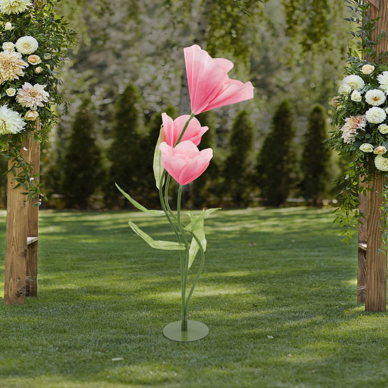 Fleurs à trois têtes de tulipes artificielles pour réception de mariage, Rose