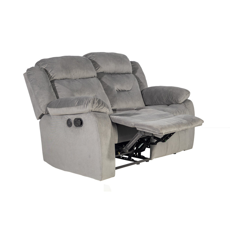 61'' Velvet Reclining Loveseat, Dark Gray Velvet