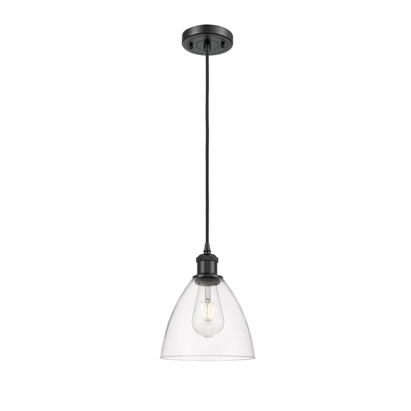 Haruka 1 - Light Single Pendant, Clear, 11.25" H x 7.5" W x 7.5" D, Matte Black
