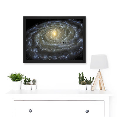 Space Map Milky Way Galaxy Spiral Stars Solar System Earth Diagram - Single Picture Frame Print