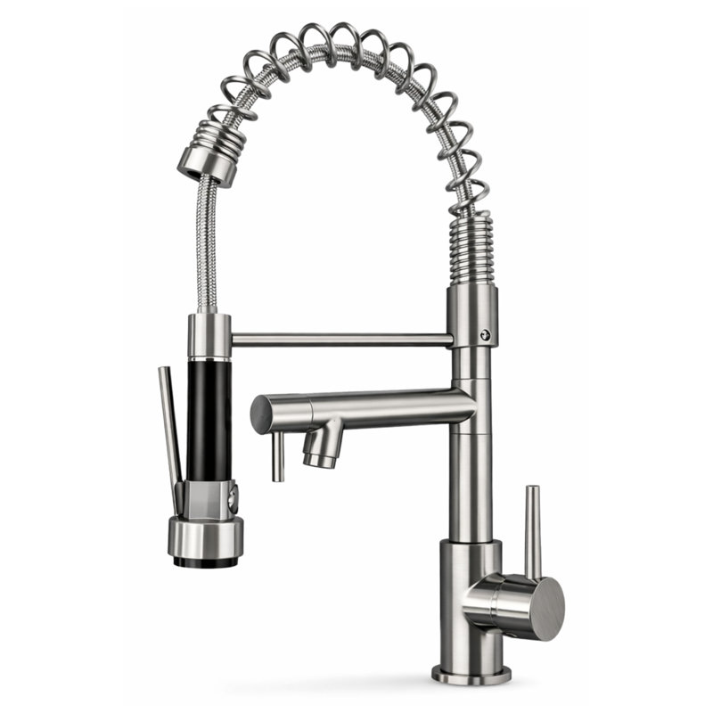 Robinet de cuisine à poignée simple Maincraft, Nickel brossé