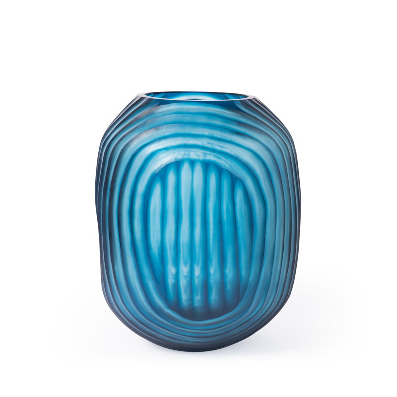 Circle Handmade Handblown Glass Table Vase, Frost Blue