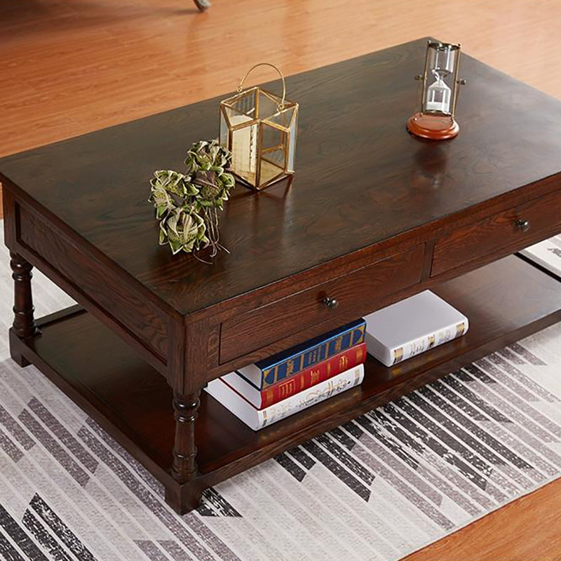 Table de bout American avec tiroir, Noyer foncé