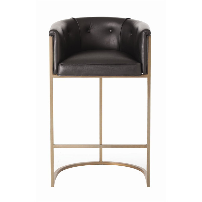Calvin Upholstered Counter Stool with Metal Frame, Black