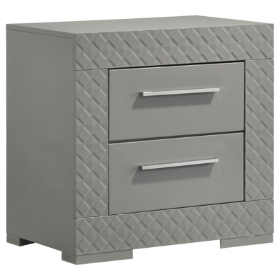 Ives 2-Drawer Nightstand Bedside Table High Gloss