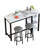 Bar Table Set For 2 With Storage Shelves, 4-Tier Faux Marble Bar Height Table With 2 Grey Velvet Upholstered Stools, Modern 3-Piece Dining Table Set Of 2 For Kitchen, Home, Studio, Office
