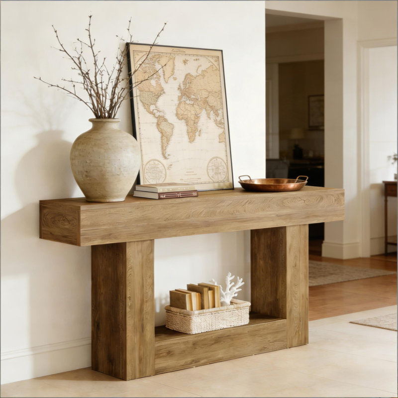2-Tier Side Table,Entryway Table,Console Table, Light Brown
