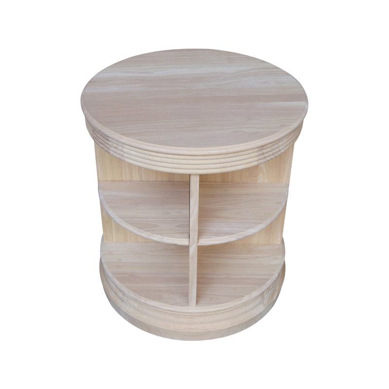 Table de bout en bois massif avec rangement Adonus Adelphine, Sans finition / prêt à finir