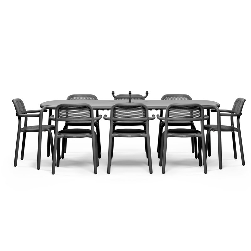 Toní Tablo Outdoor Dining Table Set With Armchairs and Candle Holder, Anthracite