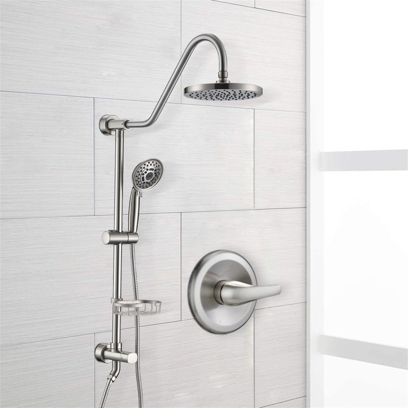 Pomme de douche avec système de douche à main avec pomme de douche à pluie de 8 po (soupape brute incluse)
