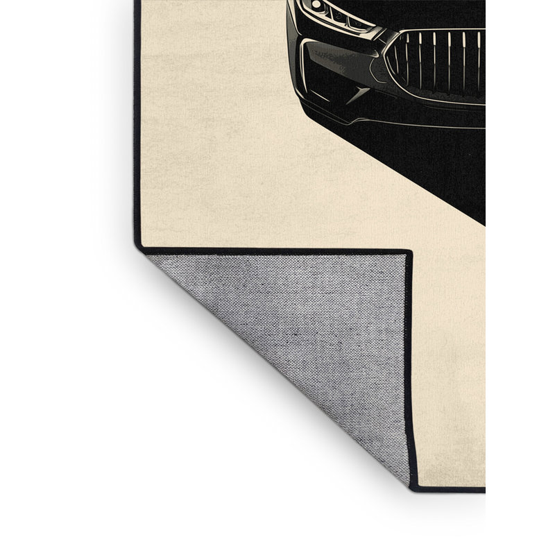 Machine Washable Vehicles And Transportation Luxury Sedan Posh & Luxe Rug in Beige – Black Binding, 4x6