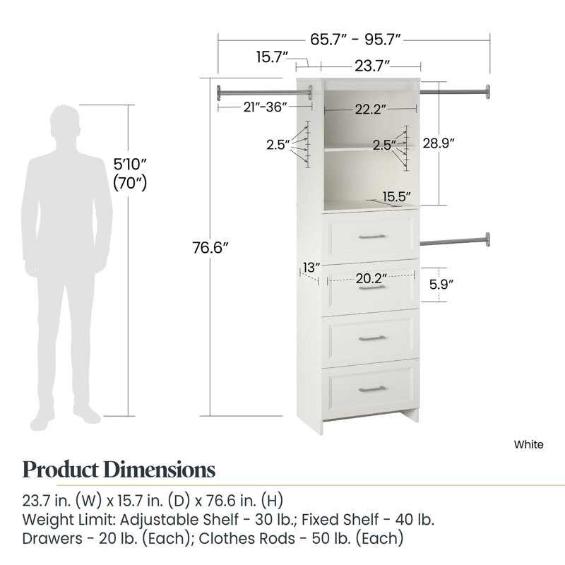 Akaylia 65.7'' - 95.7'' Closet System