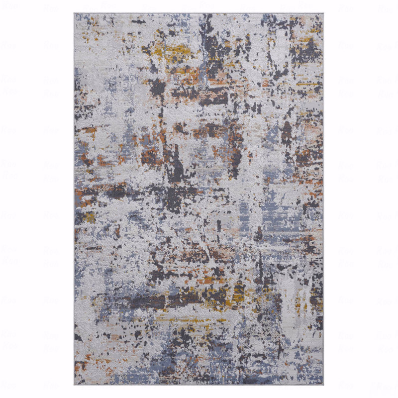 Doormat Area Rug  - 2' X 3' Blue/ Abstract, Rectangle 2' x 3'
