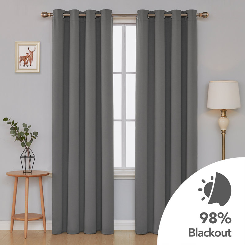 Brynnli Eyelet Blackout Thermal Curtains, 168cm W x 138cm D, Light Grey