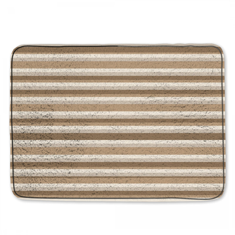 Tapis de bain à rayures, Simple - L 24 po x l 17 po, Beige / brun rayé