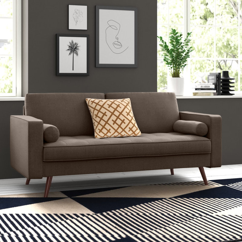Esteban 71" Square Arm Sofa, Navy Polyester